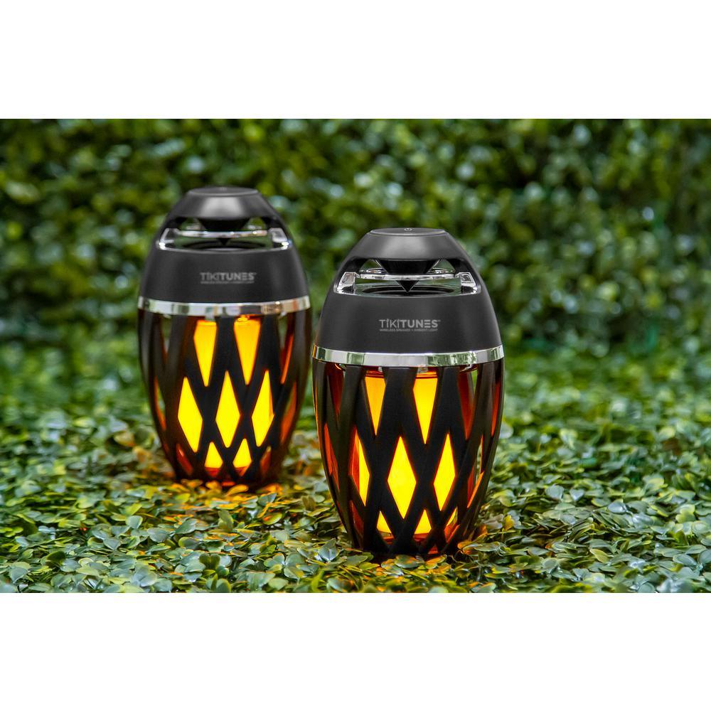 TikiTunes Black Bluetooth Speakers with LED Atmospheric Lighting Effect (2-Pack) - Super Arbor