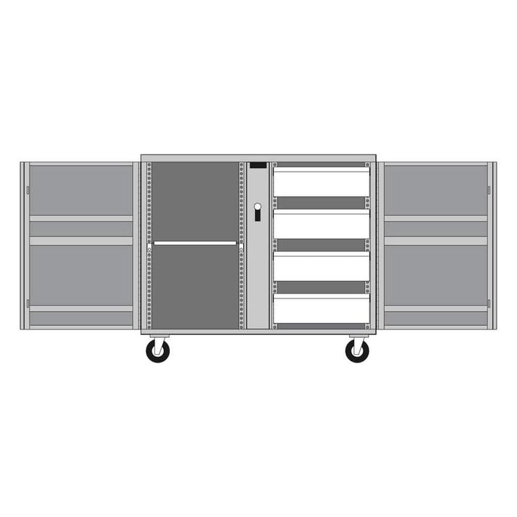 Crescent Jobox 43 in. W x 27 in. D 2-Drawer Heavy Duty Steel Rolling Workbench Cabinet