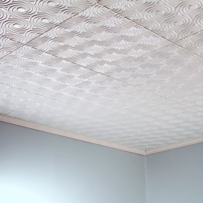 Fasade 2-ft x 2-ft Cyclone Gloss White PVC Surface-mount Ceiling Tile (5-Pack, 20-sq ft / Case)