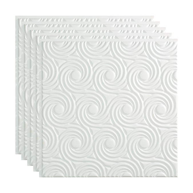Fasade 2-ft x 2-ft Cyclone Matte White PVC Surface-mount Ceiling Tile (5-Pack, 20-sq ft / Case)