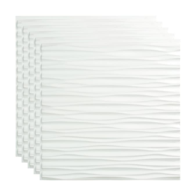 Fasade 2-ft x 2-ft Dunes Horizontal Gloss White PVC Surface-mount Ceiling Tile (5-Pack, 20-sq ft / Case)