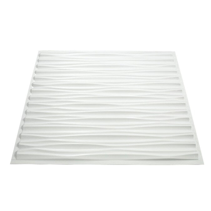Fasade 2-ft x 2-ft Dunes Horizontal Gloss White PVC Surface-mount Ceiling Tile (5-Pack, 20-sq ft / Case)