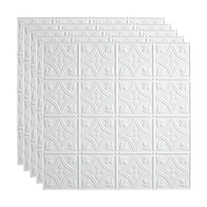 Fasade 2-ft x 2-ft Traditional 1 Matte White PVC Drop Ceiling Tile (5-Pack, 20-sq ft / Case)
