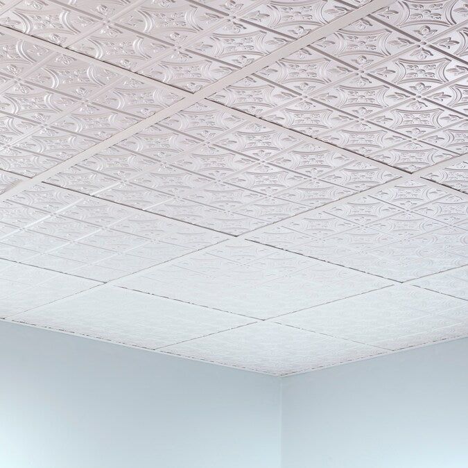 Fasade 2-ft x 2-ft Traditional 1 Gloss White PVC Drop Ceiling Tile (5-Pack, 20-sq ft / Case)