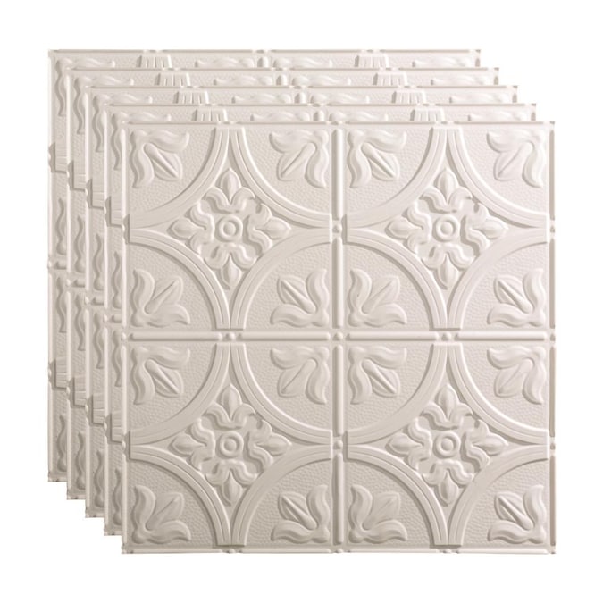 Fasade 2-ft x 2-ft Traditional 2 Gloss White PVC Drop Ceiling Tile (5-Pack, 20-sq ft / Case)