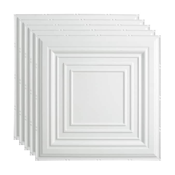 Fasade 2-ft x 2-ft Traditional 3 Gloss White PVC Drop Ceiling Tile (5-Pack, 20-sq ft / Case)