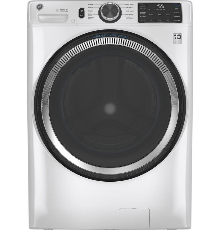 GE 32 in. 4.8 cu. ft. White Front Load Washing Machine with OdorBlock UltraFresh Vent System and Sanitize with Oxi
