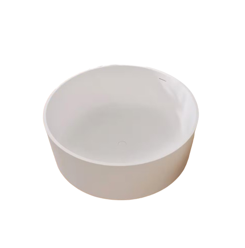 49.2 in. x 49.2 in. Round Stone Resin Solid Surface Flatbottom Freestanding Soaking Bathtub in Matte White