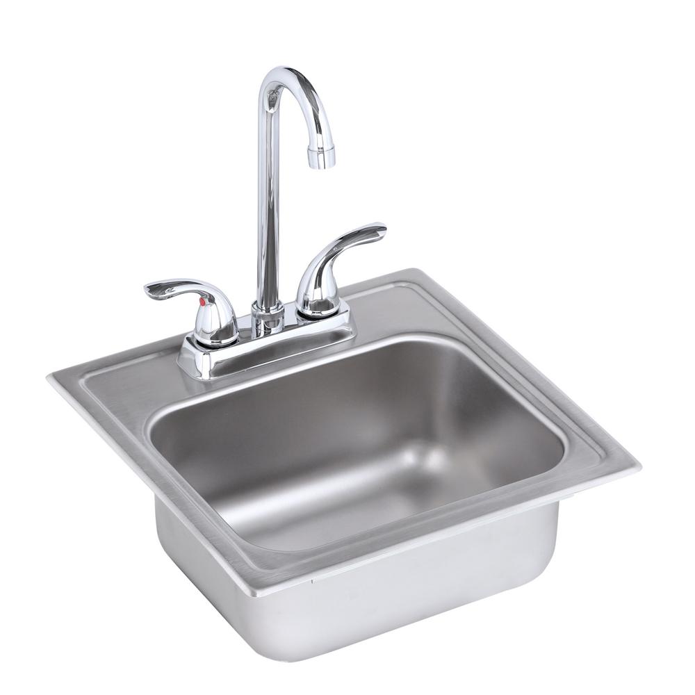 All-in-One Drop-in Stainless Steel 15 in. 2-Hole Single Bowl Bar Sink - Super Arbor