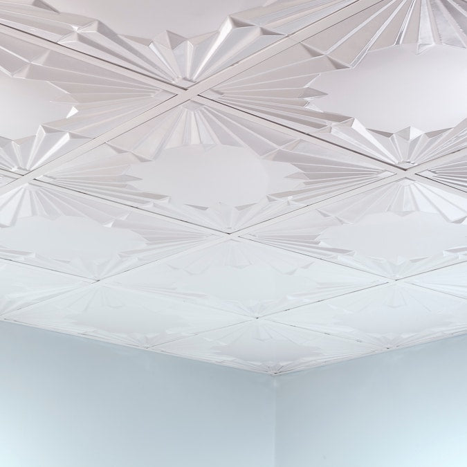 Fasade 2-ft x 2-ft Art Deco Gloss White PVC Drop Ceiling Tile (5-Pack, 20-sq ft / Case)
