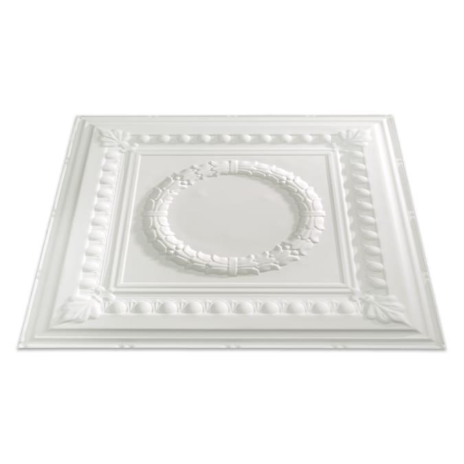 Fasade 2-ft x 2-ft Rosette Matte White PVC Drop Ceiling Tile (5-Pack, 20-sq ft / Case)