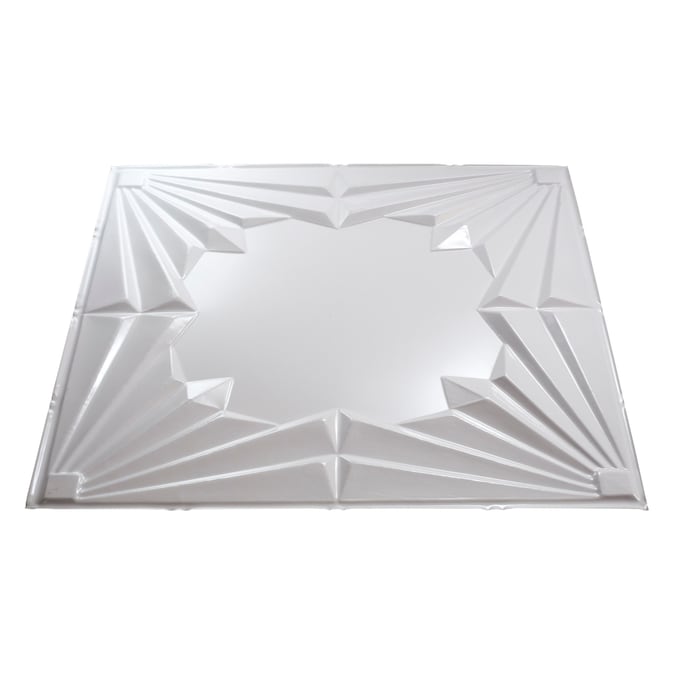 Fasade 2-ft x 2-ft Art Deco Gloss White PVC Drop Ceiling Tile (5-Pack, 20-sq ft / Case)