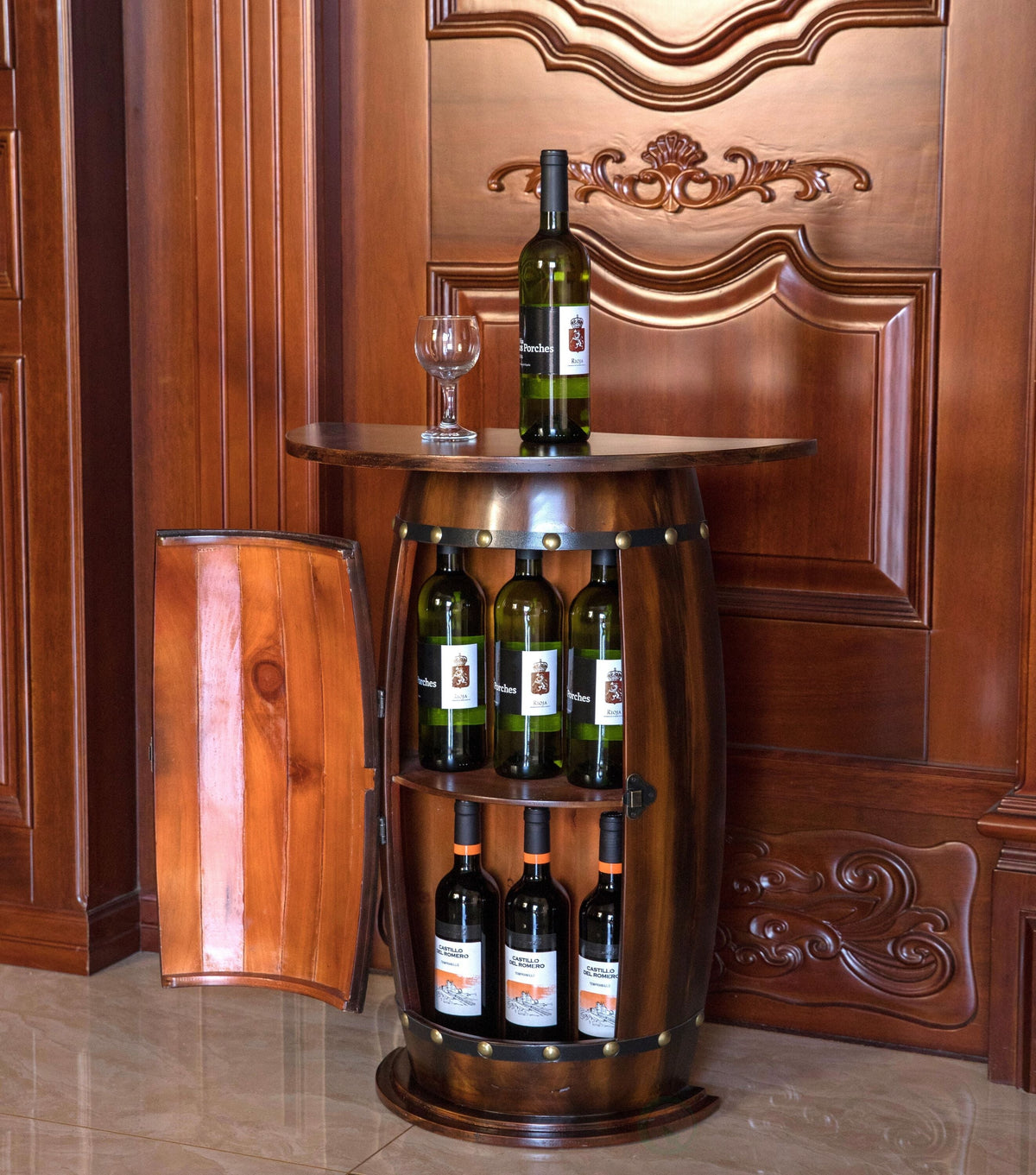Vintiquewise 5-Bottle Brown Wood Stackable Wine Cabinet