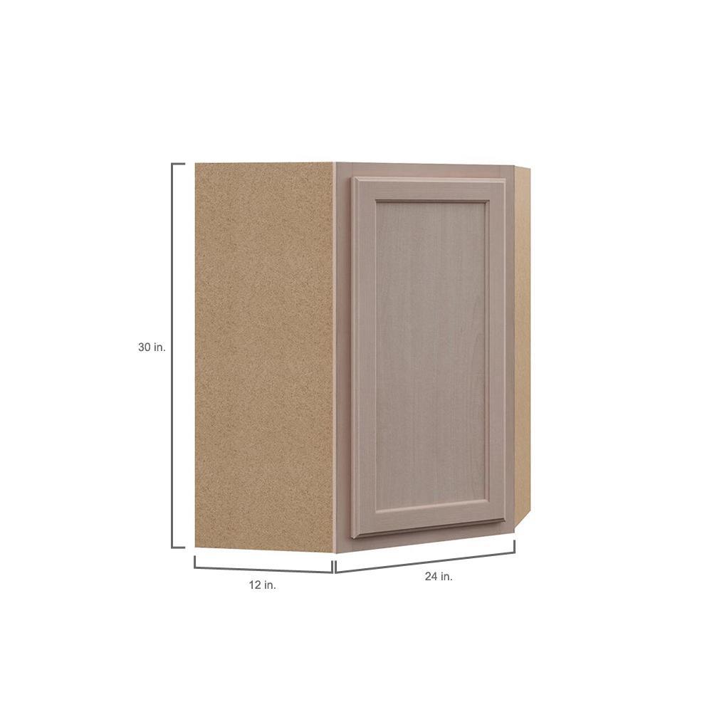 Hampton Assembled 24x30x12 in. Diagonal Corner Wall Kitchen Cabinet in Unfinished Beech - Super Arbor
