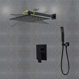 1-Spray Square High Pressure Wall Bar Shower Kit Bathroom Shower System with Hand Shower in Black