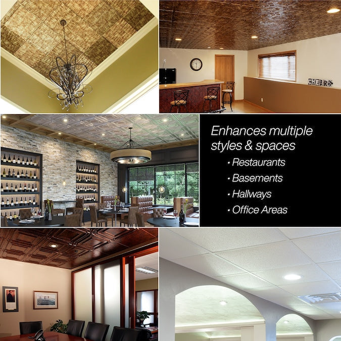 Fasade 2-ft x 2-ft Square Gloss White PVC Drop Ceiling Tile (5-Pack, 20-sq ft / Case)