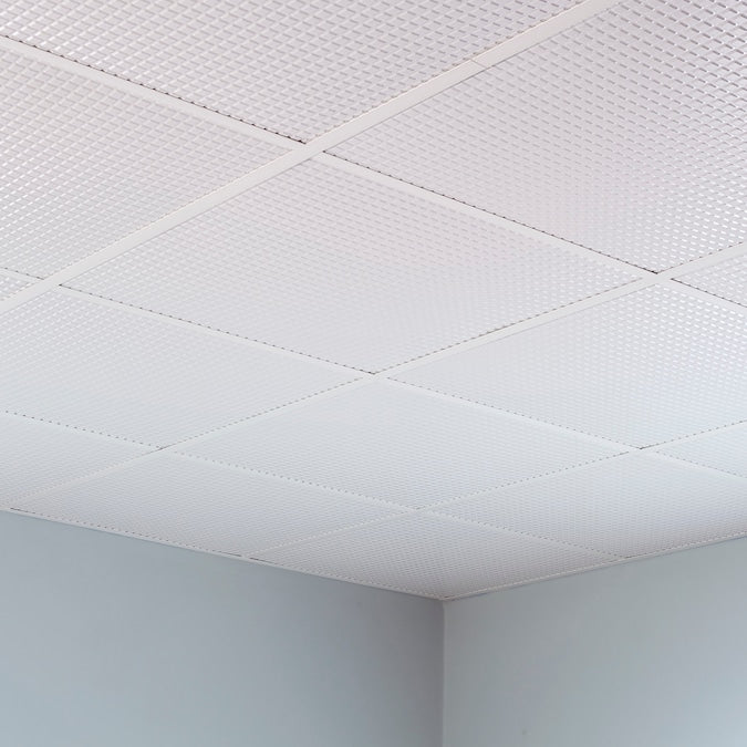 Fasade 2-ft x 2-ft Square Matte White PVC Drop Ceiling Tile (5-Pack, 20-sq ft / Case)