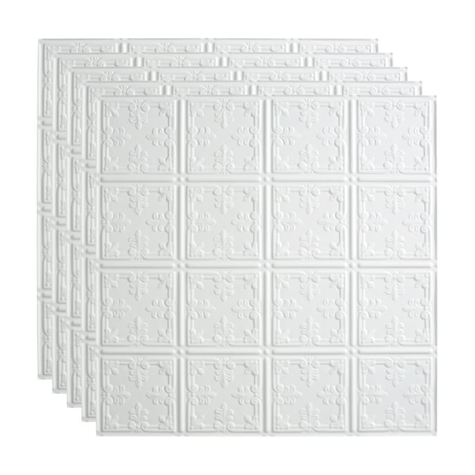 Fasade 2-ft x 2-ft Traditional 10 Gloss White PVC Drop Ceiling Tile (5-Pack, 20-sq ft / Case)