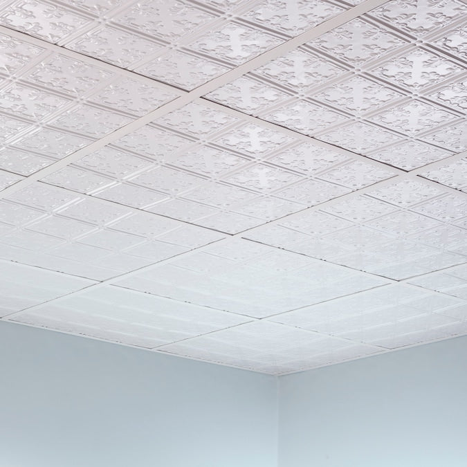 Fasade 2-ft x 2-ft Traditional 10 Matte White PVC Drop Ceiling Tile (5-Pack, 20-sq ft / Case)