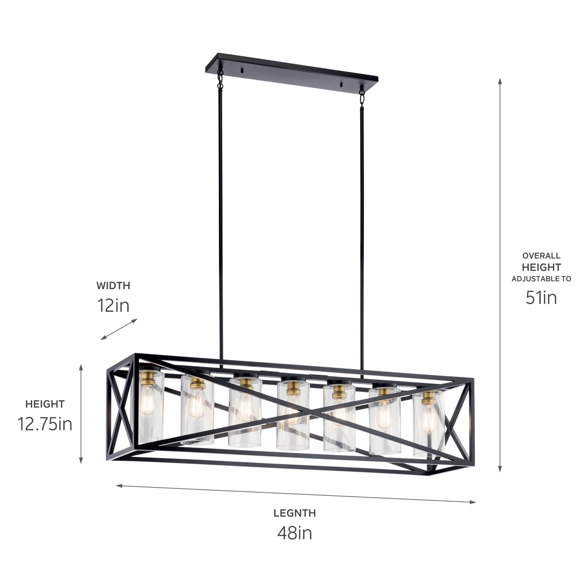 Kichler Moorgate 7-Light Black Farmhouse Cage Chandelier
