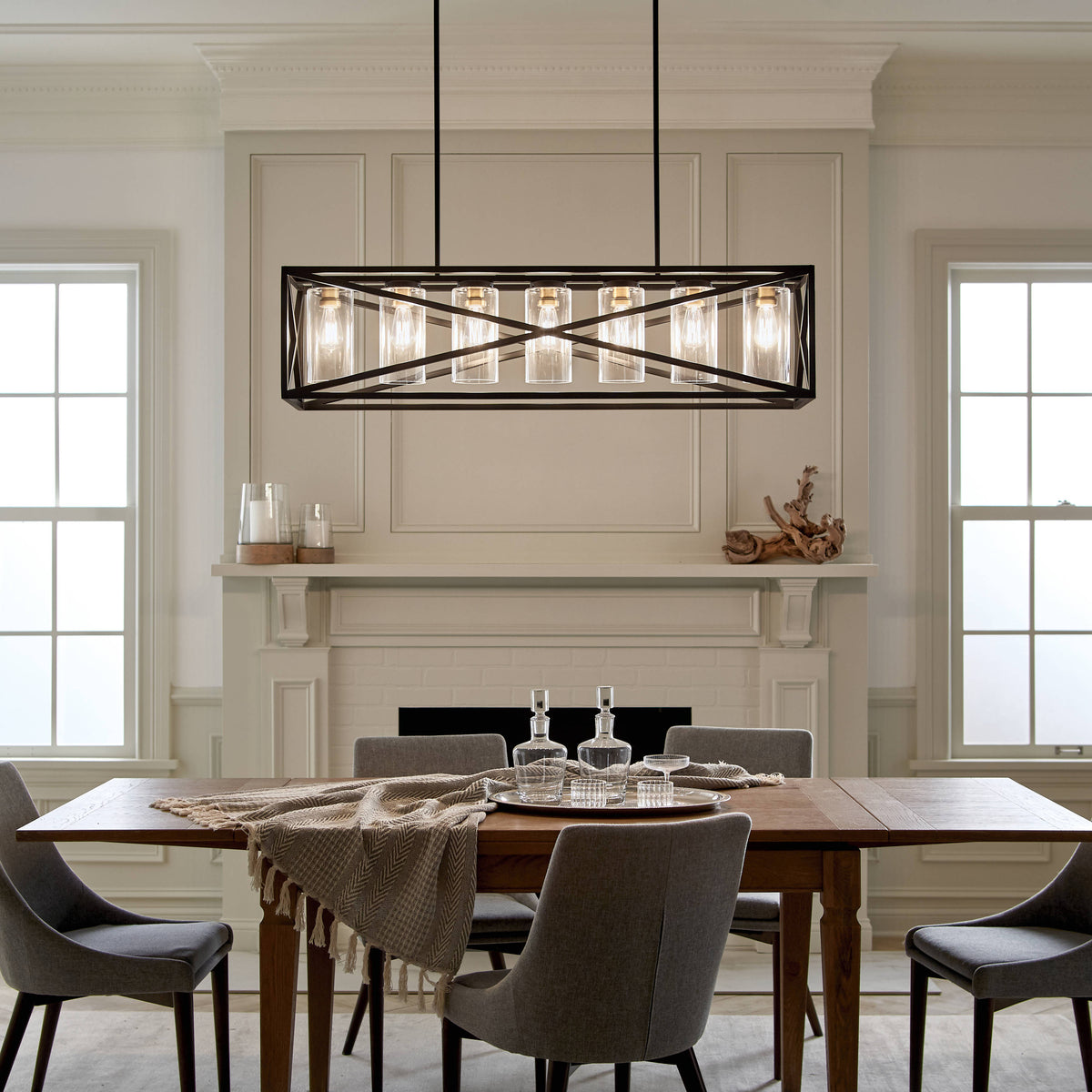 Kichler Moorgate 7-Light Black Farmhouse Cage Chandelier