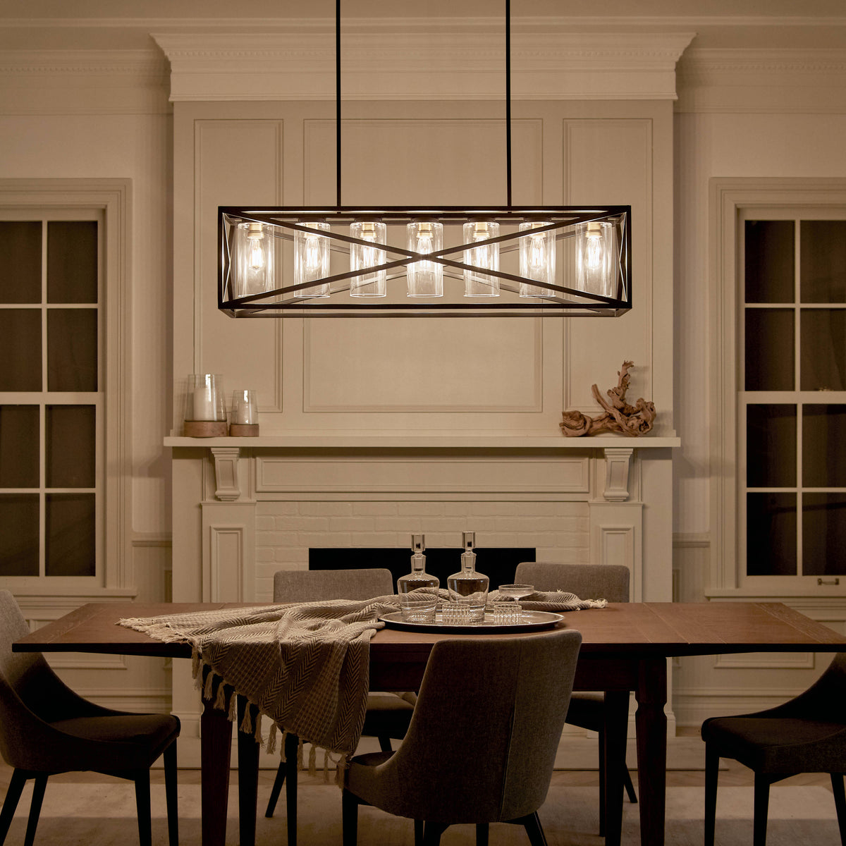Kichler Moorgate 7-Light Black Farmhouse Cage Chandelier