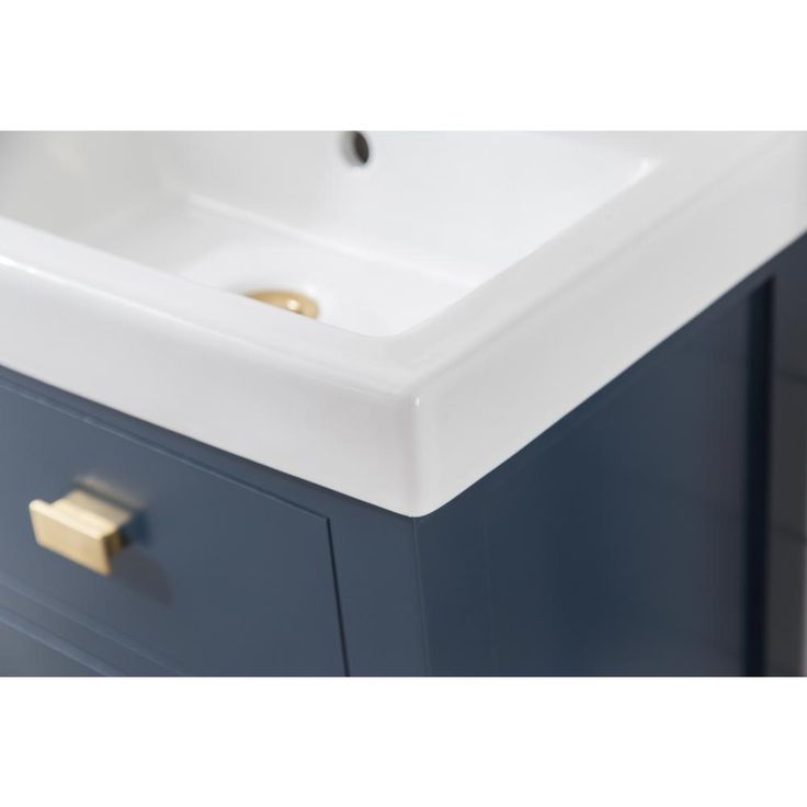 VERA 18 in. W Bath Vanity in Monarch Blue Finish with Ceramics Integrated Vanity Top with White Basin