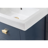 VERA 18 in. W Bath Vanity in Monarch Blue Finish with Ceramics Integrated Vanity Top with White Basin