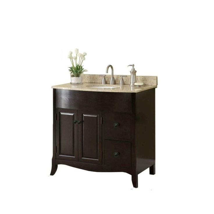 Henfield 37 in. W x 35 in. H x 22-1/2 in. D Vanity in Espresso with Granite Vanity Top in Cream with White Basin