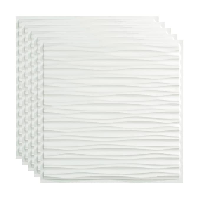 Fasade 2-ft x 2-ft Dunes Gloss White PVC Drop Ceiling Tile (5-Pack, 20-sq ft / Case)