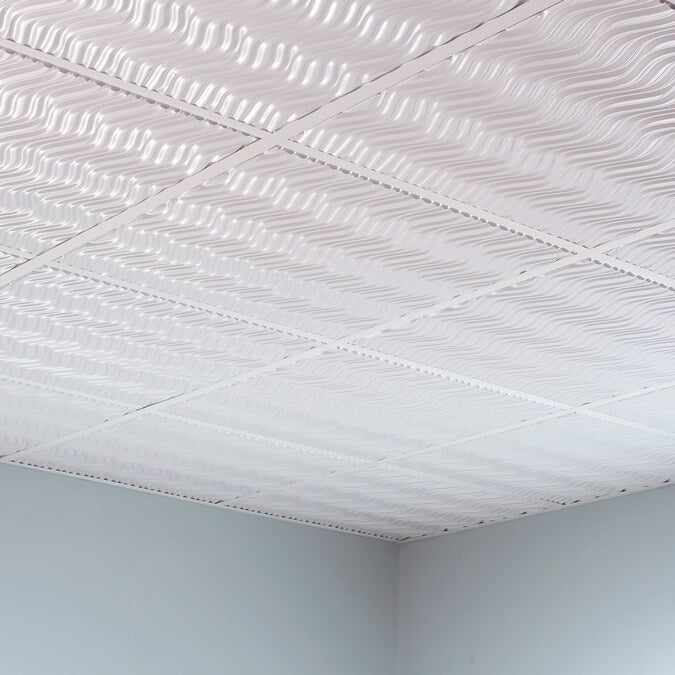 Fasade 2-ft x 2-ft Current Matte White PVC Drop Ceiling Tile (5-Pack, 20-sq ft / Case)