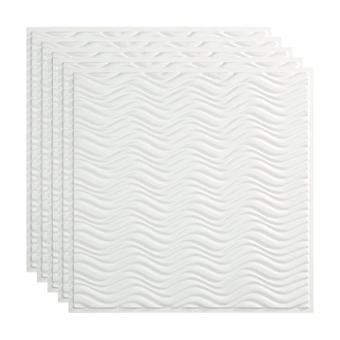 Fasade 2-ft x 2-ft Current Matte White PVC Drop Ceiling Tile (5-Pack, 20-sq ft / Case)