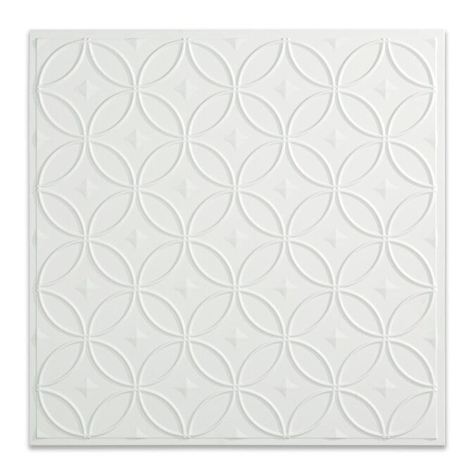 Fasade 2-ft x 2-ft Rings Matte White PVC Drop Ceiling Tile (5-Pack, 20-sq ft / Case)
