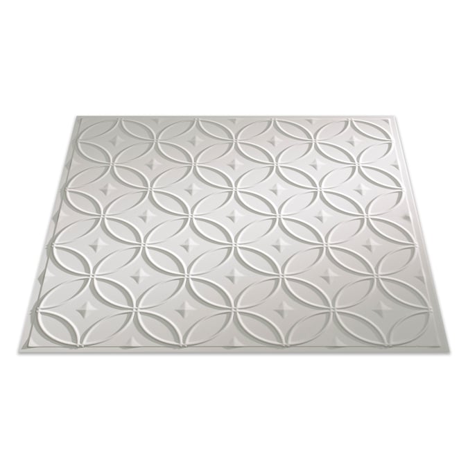 Fasade 2-ft x 2-ft Rings Matte White PVC Drop Ceiling Tile (5-Pack, 20-sq ft / Case)