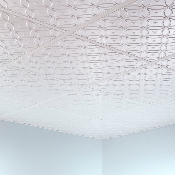 Fasade 2-ft x 2-ft Rings Gloss White PVC Drop Ceiling Tile (5-Pack, 20-sq ft / Case)