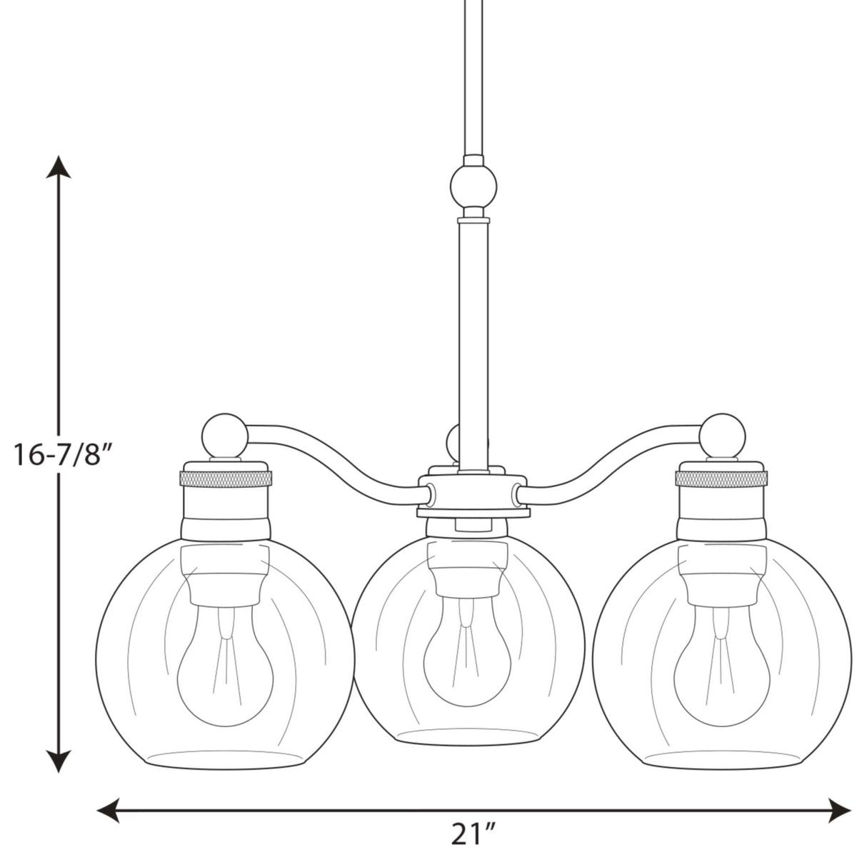 Progress Lighting Hansford 3-Light Polished Nickel Transitional Chandelier