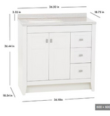 Project Source 36.5-in White Single Sink Bathroom Vanity with White Cultured Marble Top