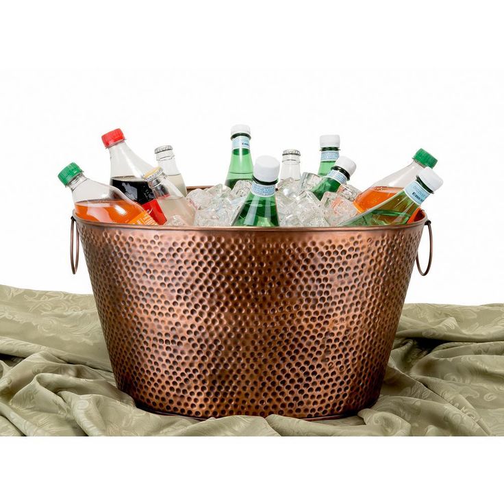 7.9 Gal., 18 in. x 15 in. x 9.75 in. Oval Antique Hammered Copper Party Tub