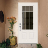 32 in. x 80 in. 12 Lite Primed Steel Prehung Right-Hand Inswing Back Door - Super Arbor