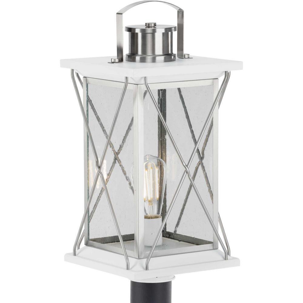 Progress Lighting Barlowe 1-Light Brushed Nickel 4x4 Deck Post Lantern