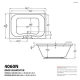 Rhode 5 ft. Acrylic Center Drain Rectangular Drop-in Non-Whirlpool Bathtub in White - Super Arbor