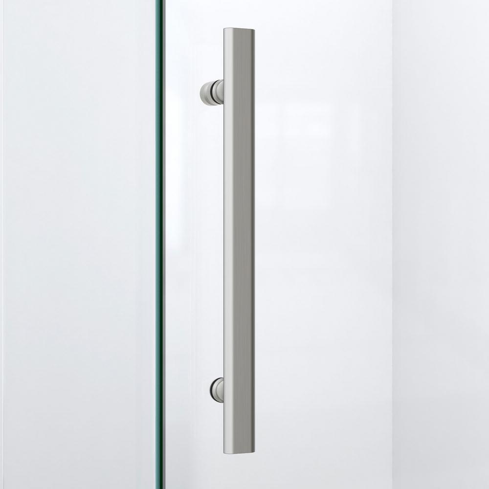 Quatra Lux 46-3/8 in. W x 34-1/4 in. D x 72 in. H Frameless Corner Hinged Shower Enclosure in Brushed Nickel - Super Arbor