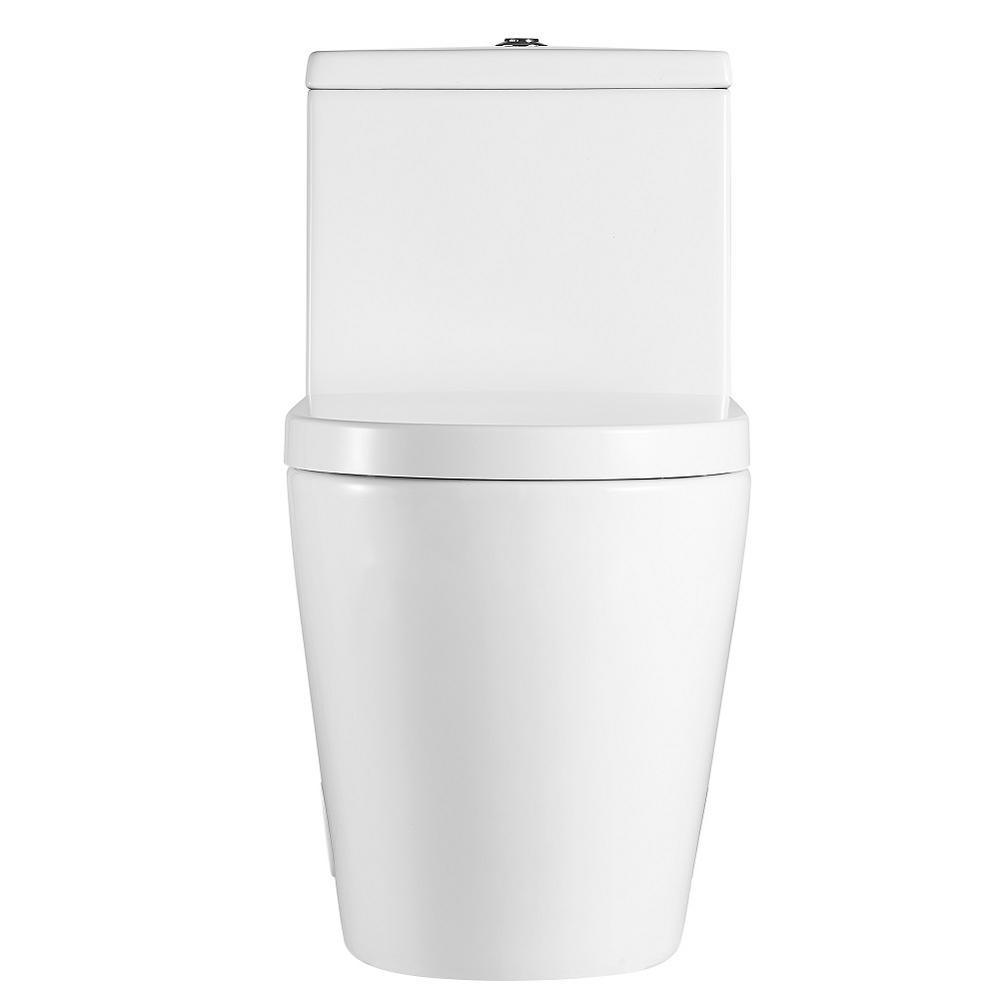 1-Piece 1.28 GPF Dual Flush High Efficiency Elongated Toilet in White, Seat Included - Super Arbor