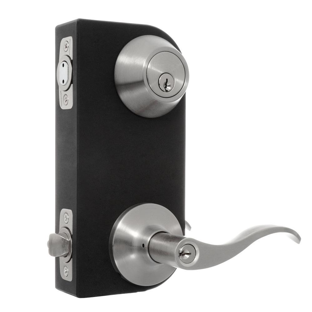 2.5 in. Satin Nickel Wave Lever Door Lock Combo Kit - Super Arbor