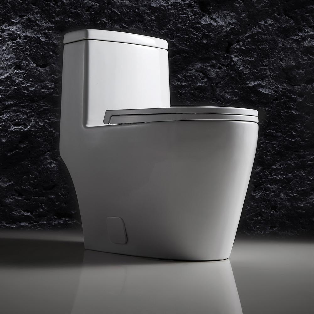 Double Flush Toilet Fashion White Round Toilet One Piece White 1 Piece 0.8/1.28 GPF White Double Flush Toilet - Super Arbor