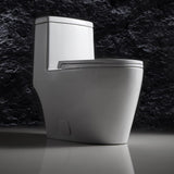 Double Flush Toilet Fashion White Round Toilet One Piece White 1 Piece 0.8/1.28 GPF White Double Flush Toilet - Super Arbor