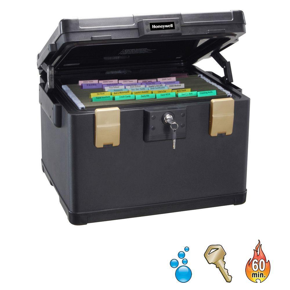1.06 cu. ft. Molded Fire Resistant and Waterproof Legal Document Storage Chest with Key and Double Latch Lock - Super Arbor