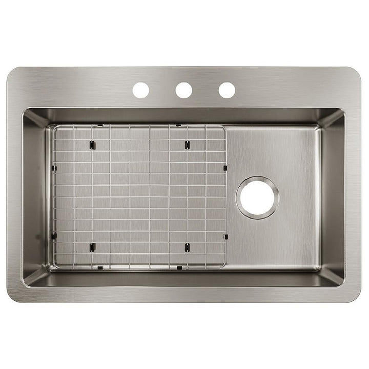 Avenue Drop-in/Undermount Stainless Steel 33 in. Single Bowl Kitchen Sink with Bottom Grid - Super Arbor