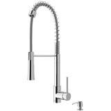 Laurelton Single-Handle Pull-Down Sprayer Kitchen Faucet with Soap Dispenser in Stainless Steel - Super Arbor