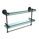 22 in. L  x 12 in. H  x 5 in. W 2-Tier Clear Glass Bathroom Shelf with Towel Bar in Polished Chrome - Super Arbor